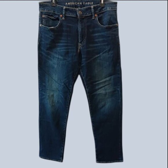 American Eagle Next Level Flex Mens Slim Straight Jeans Size 34x30 Light Blue De - Picture 1 of 10
